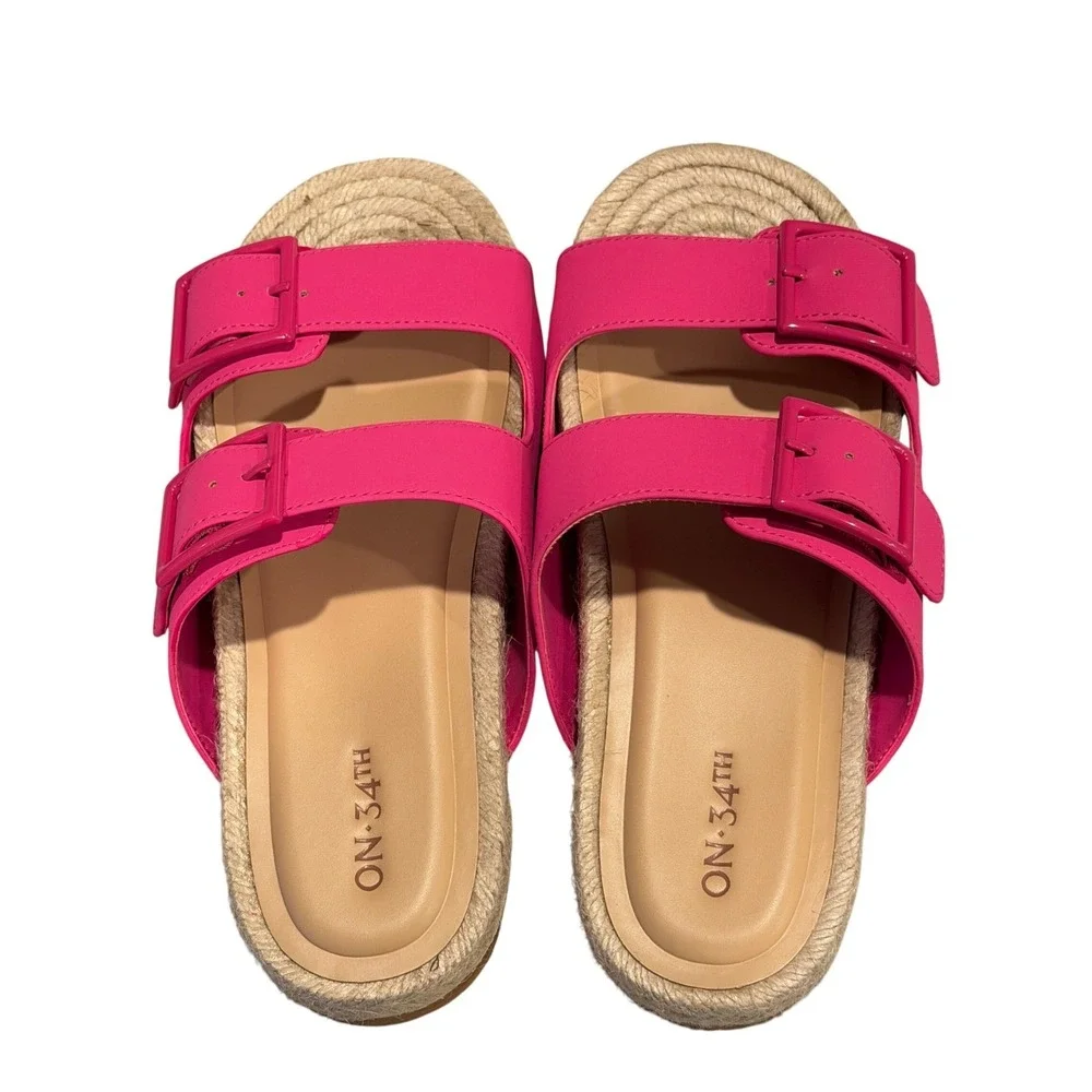 ON 34TH Milaap Pink Nude Espadrille‎ Slide Sandals Womens 7 M Vacation Resort